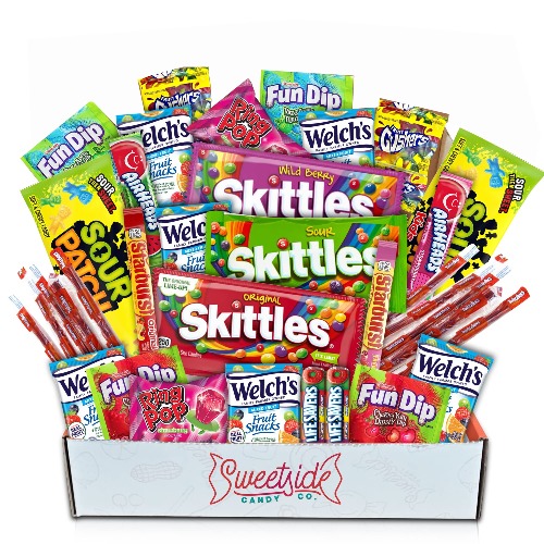 Valentines Candy Box Snack Box Variety Pack - Valentines Day Care Package Food Gift Baskets for Women and Men - Birthday Box, Movie Night, Inmate Care Packages - Snack Boxes for Adults and Kids - Crave Box Care Package, 41 pcs - 