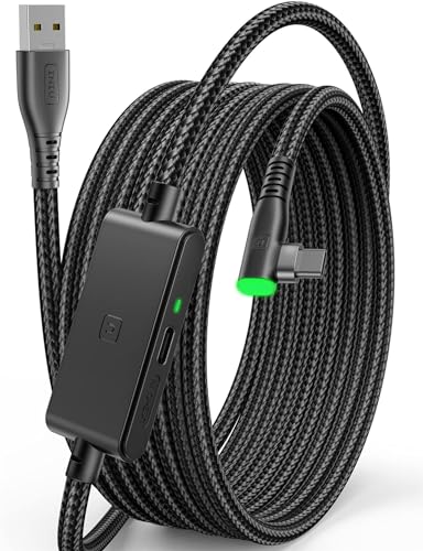 INIU 16FT Link Cable for Meta Oculus Quest 2/3/Pro and PC VR Gaming - USB 3.0 Type C Cable with Separate Charging Port for VR Headset Accessories - Black