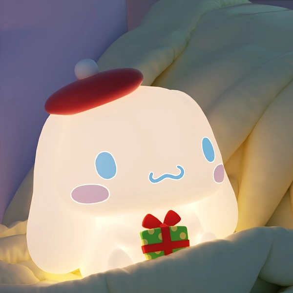 Sanrio Cinnamoroll Christmas Theme Series Night Light Cute Style Silicone Soft Touch Light up When Patting 3 Speed Adjustment 3 Color Lighting Remote Control Built-in 1200mAh Battery Support USB Charging Suitable for Decorating and Decompressing Bedroom Sleeping Attractive Christmas Birthday Gift