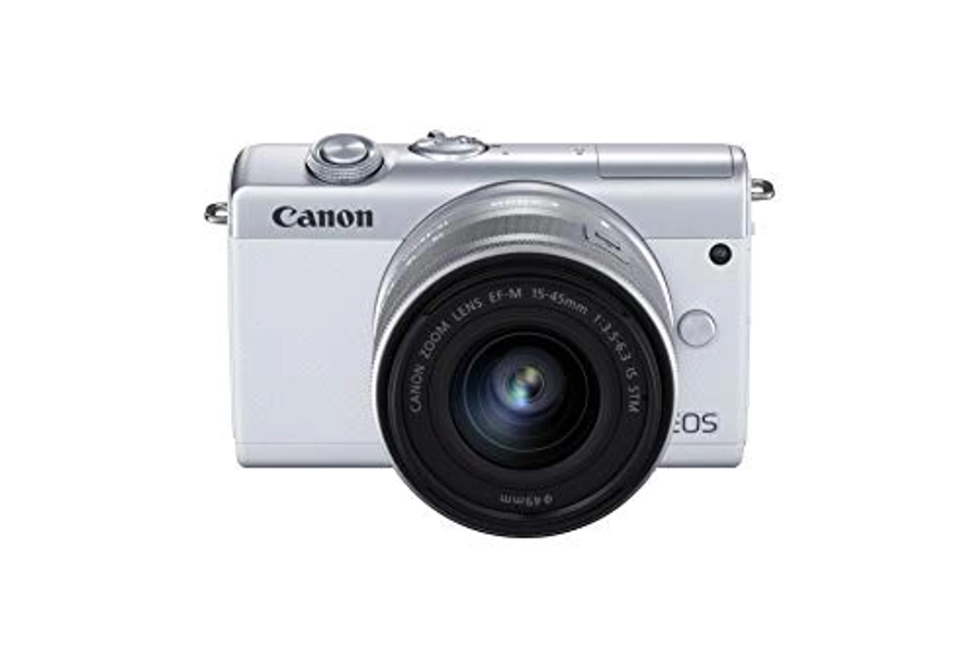 Canon EOS M200 with EF-M 15-45mm f/3.5-6.3 IS STM Lens - White/Silver