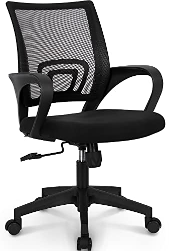 Neo Chair Office Computer Desk Chair Gaming-Ergonomic Mid Back Cushion Lumbar Support with Wheels Comfortable Blue Mesh Racing Seat Adjustable Swivel Rolling Home Executive (Black) - Black