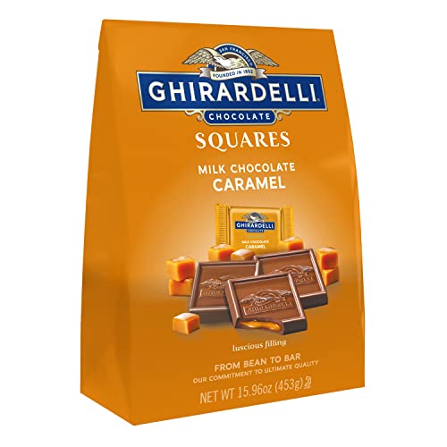 GHIRARDELLI Milk Chocolate Squares with Caramel Filling, Holiday Chocolate for Holiday Gifts and Stocking Stuffers, 15.96 Oz Bag