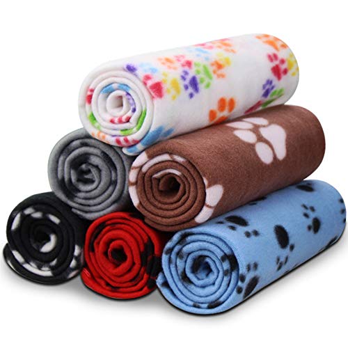 Comsmart Warm Paw Print Blanket/Bed Cover for Dogs and Cats, 6 Pack of 24x28 Inches - Multi-colored - 6 Pack of 24x28 Inches