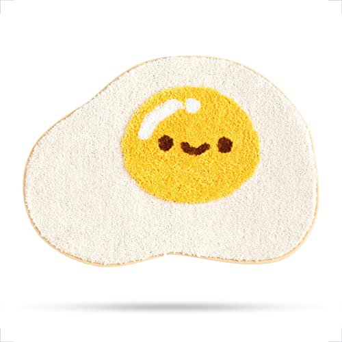 Molesun Egg Bath Rug 18" x 26" Non Slip Cute Bath Mat, Soft Shower Rug Plush Microfiber Water Absorbent Thick Shaggy Floor Mats, Machine Washable Bathroom Rug, Egg - 18" x 26" - Egg