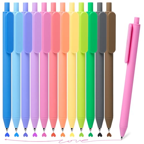 Drawdart Gel Pens 12 Colors Retractable Quick Dry Ink Pens Fine Point 0.7mm, Smoooth Writing Pens Multicolor for Journaling, Drawing, Doodling, and Note Taking, Multicolor, 12-Count - 12 colors ink