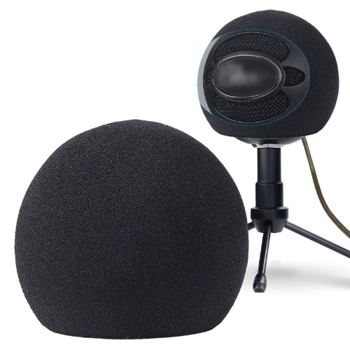 YOUSHARES Snowball Pop Filter - Microphone Windscreen Foam Cover Compatible with Blue Snowball iCE Mic Improve Audio Quality (Black) - 