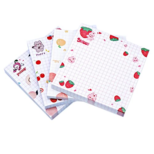 Sticky Notes,Cute Sticky Notes Kawaii Sticky Notes 3.1x3.1in 4Pads 80Sheets/Pad Self-Stick Note Pads Cute Colorful Super Sticky Note Pads 4 Unique Cute Patterns,Fruits Sticky Notes - Fruits