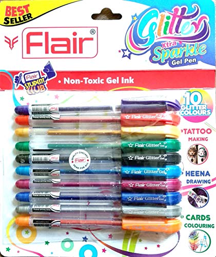 Flair Xtra Sparkle Glitter Gel 10 Colours Xtra Sparkle Gel Pen