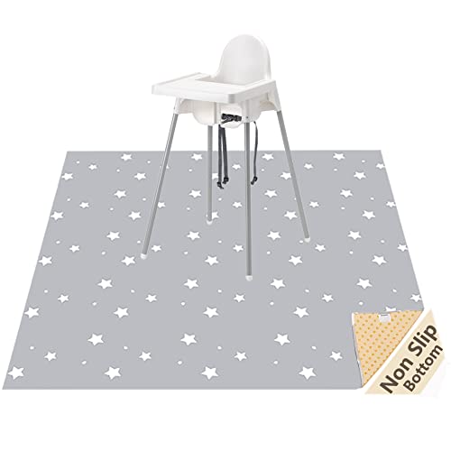 WOMUMON 51” Splat Mat for Under High Chair/Arts/Crafts, Washable Spill Mat Waterproof Anti-slip Floor Splash Mat, Portable Play Mat and Table Cloth (Star, 130x130cm) - Star
