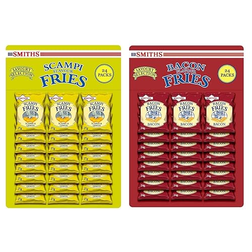 Smith's Savoury Selection Scampi & Lemon Fries 27g and Bacon Fries 24g (Case of 24) - Bacon & Scampi Fries