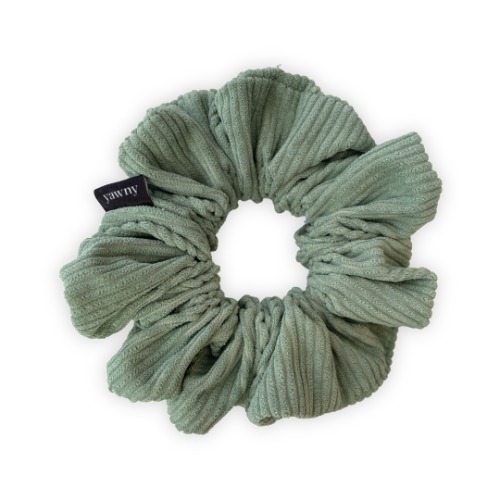 Green Thick Corduroy Scrunchie - luxe