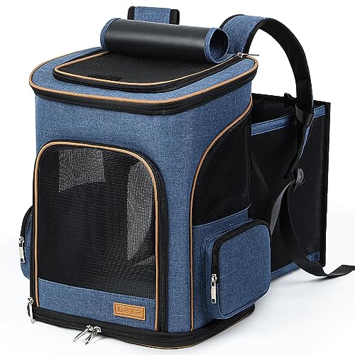 Lekesky Cat Carrier Backpack Expandable Pet Carrier Airline Approved Dog Backpack Carrier for Cats Small Dogs Up to 15lb, Blue - Blue