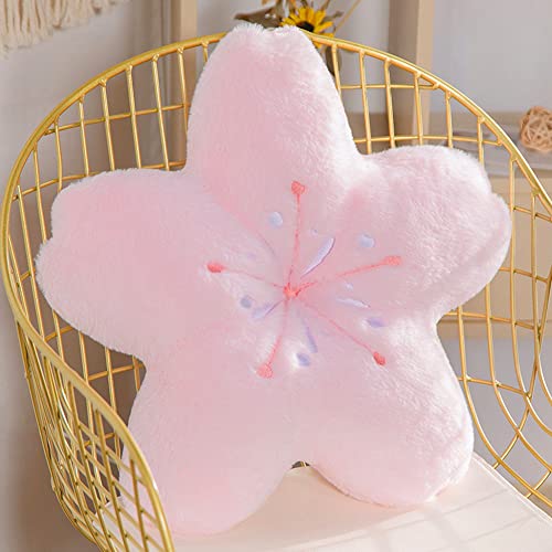 BANENS Cute Japanese Cherry Blossom Pillow,Creative Kawaii Sakura Shaped Pillow Sttting Cushion,Girl Heart Pink Plush Pillow,Lounging Comfy Seat Pad for Bed Room Reading Nook Sofa Home (L-19.6'') - L (Pack of 1)
