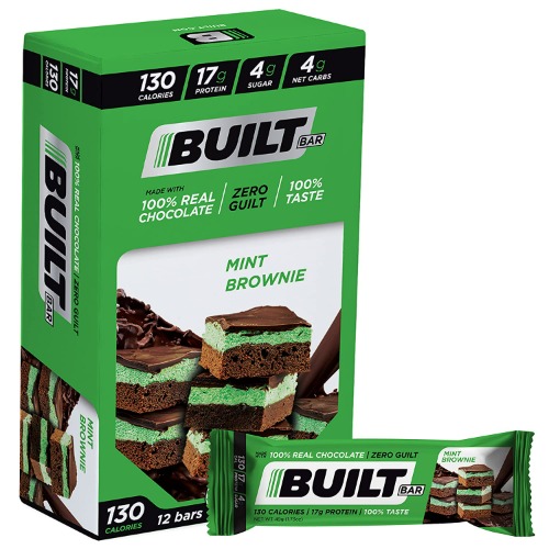 Built Bar 12 Pack High Protein Energy Bars | Gluten Free | Chocolate Covered | Low Carb | Low Calorie | Low Sugar | Delicious Protien | Healthy Snack (Mint Brownie) - 07 Mint Brownie 12 Count (Pack of 1)