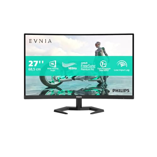 PHILIPS Evnia 27M1N3200ZS - 27 Inch FHD Gaming Monitor, 165Hz, IPS, 1ms, FreeSync Premium, Low inout Lag, Smart image Game mode (1920 x 1080, 250 cd/m, HDMI 2.0 / DP 1.2) - 165Hz IPS - 27 Inch Height Adjust