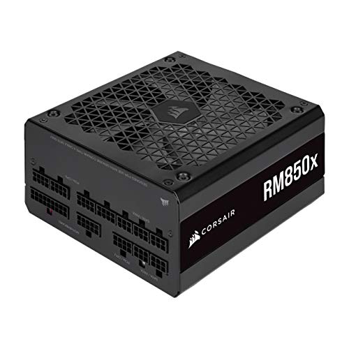 Corsair RM850x 80 PLUS Gold Fully Modular ATX 850 Watt Power Supply (135 mm Magnetic Levitation Fan, Wide Compatibility, Reliabile Japanese Capacitors, Extremely Fast Wake-from-Sleep) UK - Black - RMx Series - 850 Watts