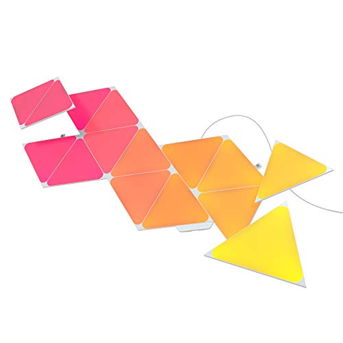 Nanoleaf Shapes Triangle Starter Kit, 15 Smarten Dreieckigen LED Panels RGBW - Modulare WLAN 16 Mio Farben Wandleuchte Innen, Musik & Bildschirm Sync, Funktioniert mit Alexa Google Apple - 15er Starterpack