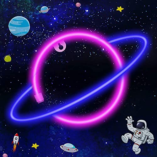 LTXDJ Planet Neonlicht, LED-Schilder Neonschilder LED Planet Sign Planet Neonlichter, Akku oder USB betrieben Planet Licht Deko für Zuhause, Kinderzimmer, Bar, Party, Weihnachten