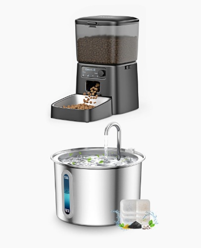 Oneisall 3.5L Automatic Cat Feeder with 5G Wi-Fi & APP Control - Pet Feeder & 2L Water Fountain