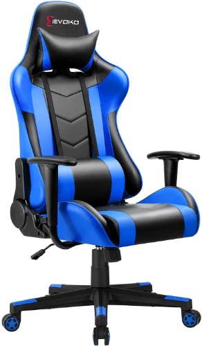 Devoko Ergonomic Gaming Chair Racing Style Adjustable Height High Back PC Computer Chair with Headrest and Lumbar Support Executive Office Chair (Blue) - Cool Blue