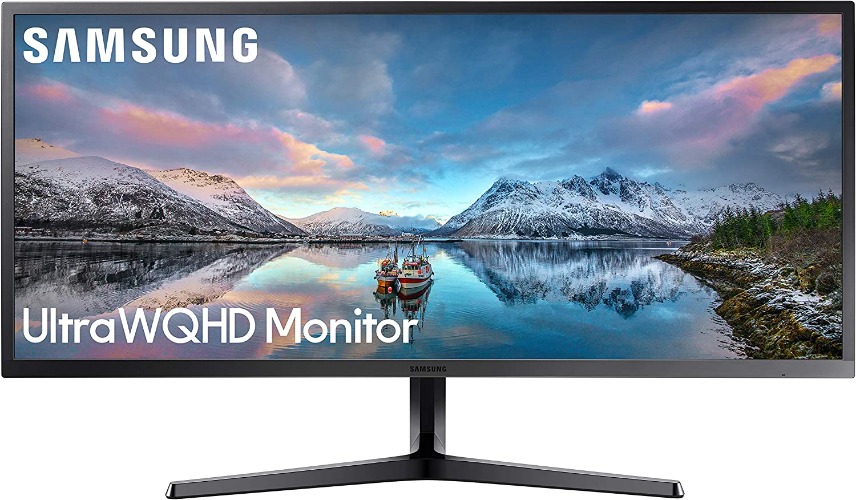 SAMSUNG 34-Inch SJ55W Ultrawide Gaming Monitor (LS34J550WQNXZA) – 75Hz Refresh, WQHD Computer Monitor, 3440 x 1440p Resolution, 4ms Response, FreeSync, Split Screen, HDMI, Black - Single