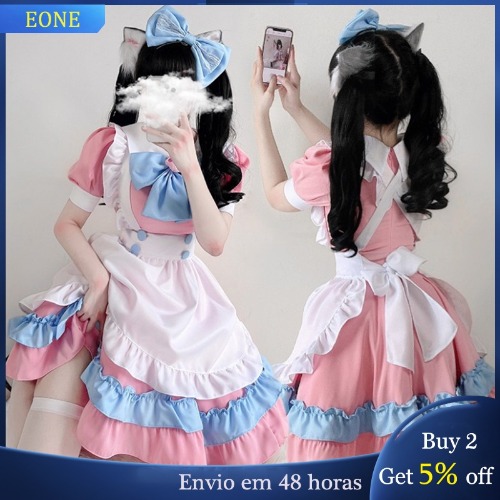 Cute Pink Blue Maid Outfit !!!!