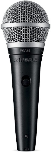Shure PGA48 Cardioid Dynamic Vocal Microphone with XLR-XLR Cable, Black Metallic Finish (PGA48-XLR)