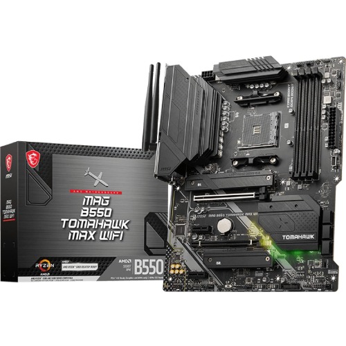 MSI MAG B550 Tomahawk MAX WiFi Gaming Motherboard AMD AM4, DDR4, PCIe 4.0, SATA 6Gb/s, M.2, USB 3.2 Gen 2, HDMI/DP, ATX, Wi-Fi 6E