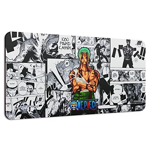 SIASYDF Zoro Mouse Pad, Extended Large Anime Mousepad for Home Office, Non-Slip Rubber Base with Stitched Edges Gaming Desk Mat for Computer Keyboard and Laptop, 31.5x15.7x0.12inch - YF13 - Large
