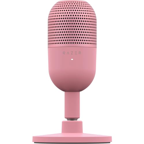 Razer Seiren V3 Mini - Ultra-compact USB Microphone (14 mm Condenser Mic, Supercardioid Pickup Pattern, Tap-to-Mute Sensor with LED Indicator, Built-in Shock Absorber, Plug-and-Play Design) Quartz - Mini V3 - Pink