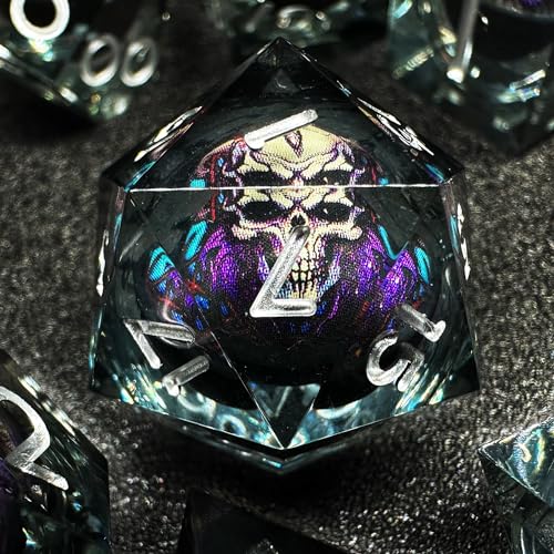 HAOMEJA Skull D&D Monster Resin Dice Set DND Skeleton 7 PCS Sharp Edges Dice with Gift Dragon Eye Bag Apply to Dungeons and Dragons Role Playing Game Gift (Skull B & Black) - 0 Skull B & Black