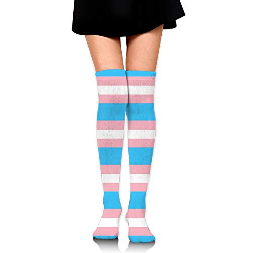 Novelty Gift - Funny Warm Womens Dress Socks For Athletic Running Nurses Pregnancy Travel Long Socks Transgender LGBT Stripe