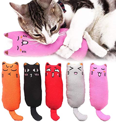 Legendog 5Pcs Catnip Toy, Cat Chew Toy Bite Resistant Catnip Toys for Cats,Catnip Filled Cartoon Mice Cat Teething Chew Toy (Multicolor) - Multicolor