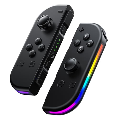 Rotacess Controller for Nintendo Switch, Replacement for Switch Controller with RGB LED, Adjustable Turbo & Vibration, Motion Control/Wake-Up/Screenshot