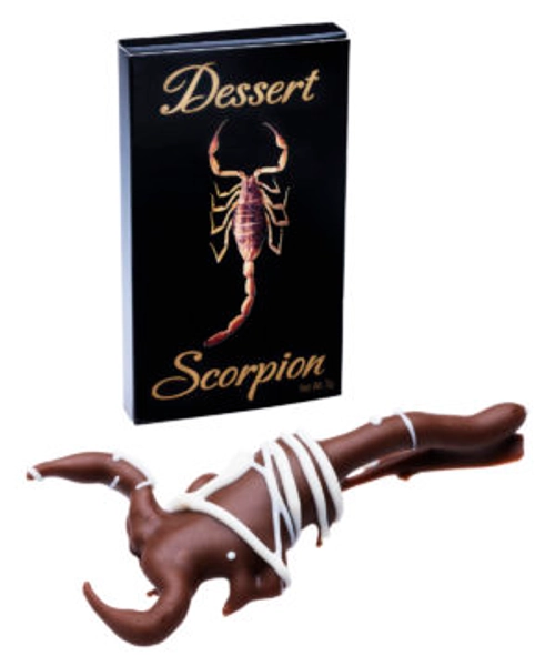 Dessert Scorpion: A real, edible scorpion dipped in chocolate!