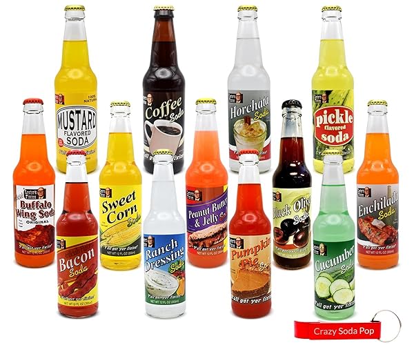 Generic Lester's Fixins Soda | 12 Pack of Unique, Weird, and Unusual Flavors of Food Soda Pop with Real Cane Sugar | 12 oz Glass Bottles in a Mixed 12 Pack Sampler with Crazy Soda Pop Bottle Opener