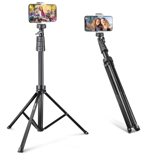 UBeesize 67'' Phone Tripod Stand & Selfie Stick Tripod, All in One Professional Cell Phone Tripod, Cellphone Tripod with Wireless Remote and Phone Holder, Compatible with All Phones/Cameras - 