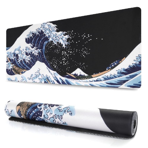 iLeadon Extended Gaming Mouse Pad - Non-Slip Water-Resistant Rubber Base Computer Keyboard Mouse Mat, 35.1 x 15.75-inch XX-Large, Ideal Partner for Work & Game, Sea Wave - 1-Sea Wave