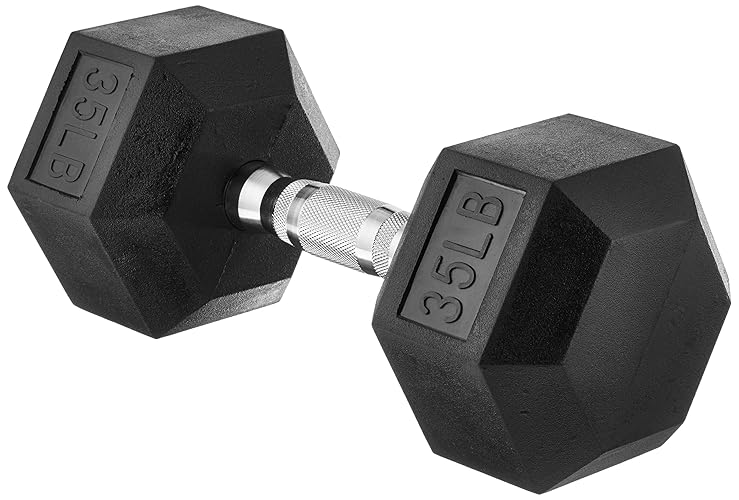 Amazon Basics Rubber Hex Dumbbell Hand Weight - 35 Pounds