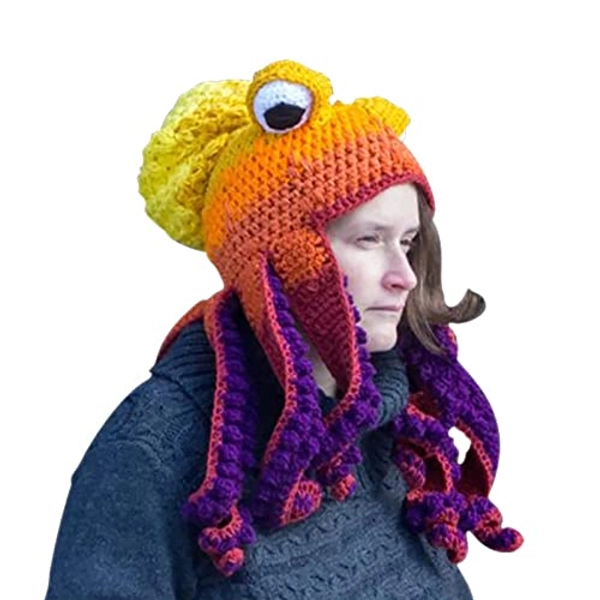 Knitted winter hat,Pot Belly Octopus Squid Hat,Hat-Novelty Hat ,Octopus Head Hat , Animal Hat - Octopus Costume Hat