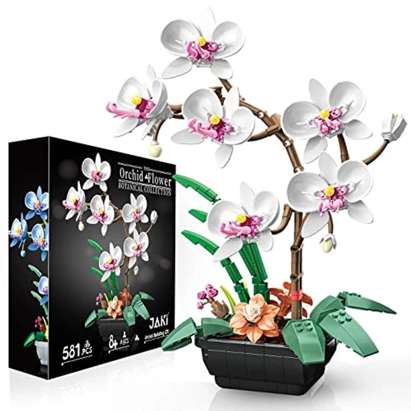 KOJEO Flowers Orchid Building Blocks Plant Decor Artificial Building Set, Home Décor Accessory for Adults, Botanical Collection, Ideal Gift for Her and Him, 581 PCS