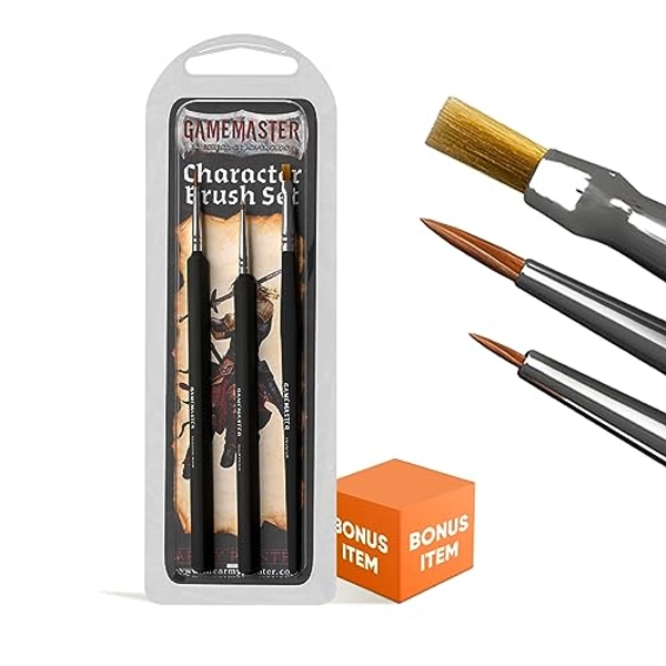 The Army Painter Gamemaster Character Brush Set with Bonus Item - Miniature Paint Brushes, Tiny Paint Brushes, Drybrush Fine Detail Paint Brush Miniature Painting, Model Paint Brushes