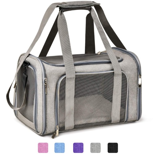 Henkelion Cat Carriers Dog Carrier Pet Carrier for Small Medium Cats Dogs Puppies of 15 Lbs, TSA Airline Approved Small Dog Carrier Soft Sided, Collapsible Puppy Carrier - Black Grey Pink Purple Blue - Medium Grey