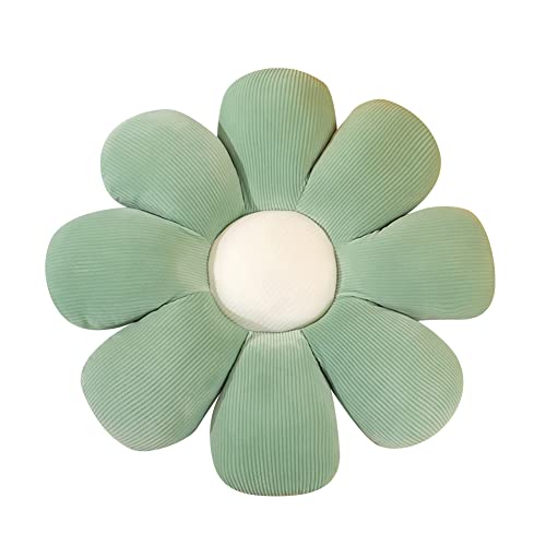 Uposao Daisy Flower Shaped Throw Pillow Cute Seating Pad Plush Chair Cushion Girls Indie Room Throw Pillow Stuffed Sofa Chair Throw Pillow Room Decor for Reading, Bed Room, Watching TV, 40cm - 40cm - Green