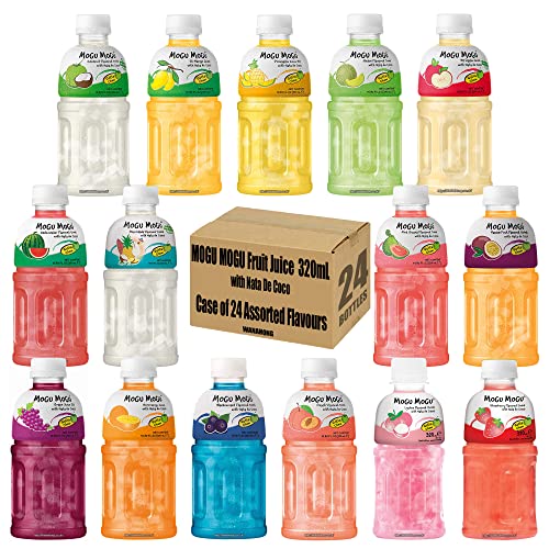 MOGU MOGU Assorted Fruit Juice with Nata De Coco 320mL (24 Bottles) | Mixed Flavours Selected by WaNaHong