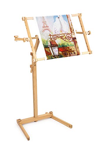 Needlework Floor-Standing Type Stand with Adjustable Frame Made of Organic Beech Wood Tapestry Cross Stitch Embroidery Frame Holder (15.7" x 22") - 15.75"x22.05"