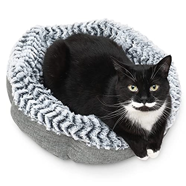 Pet Craft Supply Soho Round Cat Bed For Indoor Cats, Ultra Soft Plush, Memory Foam, Machine Washable, Calming Cat Bed