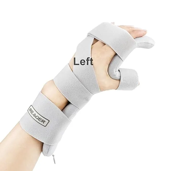 REAQER Resting Hand Splints for Straightening Fingers,Carpal Tunnel Wrist Brace Night Immobilizer With Finger Separators for Stroke Rehabilitation,Muscle Atrophy, Arthritis, Tendonitis (Left) - Left