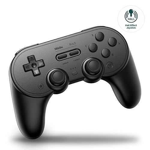 8Bitdo Pro 2 Bluetooth Controller for Switch, Hall Effect Joystick Update, Wireless Gaming Controller for Switch, PC, Android, and Steam Deck & Apple (Black Edition) - Hall Effect Joystick - Black Edition