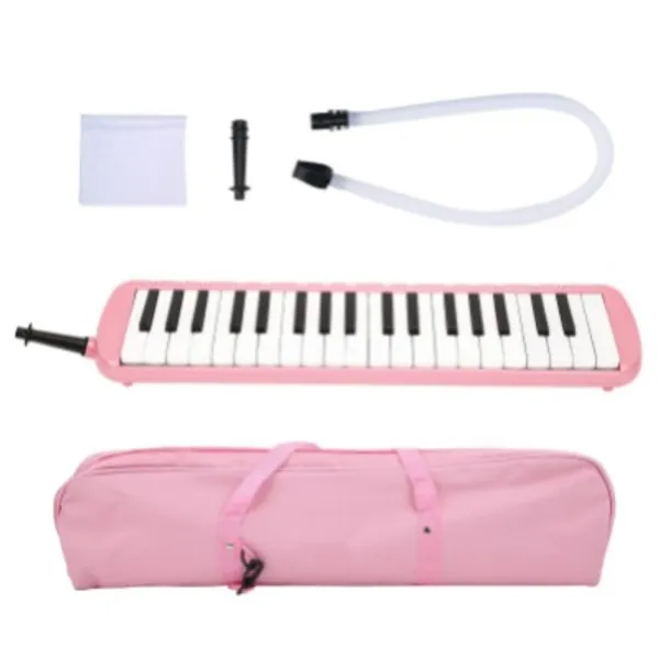 Melodica 37 Toetsen Toetsenbord Melodica Wind Muziekinstrument voor Beginner Professionele Training met Eenvoudige Installatie(roze)